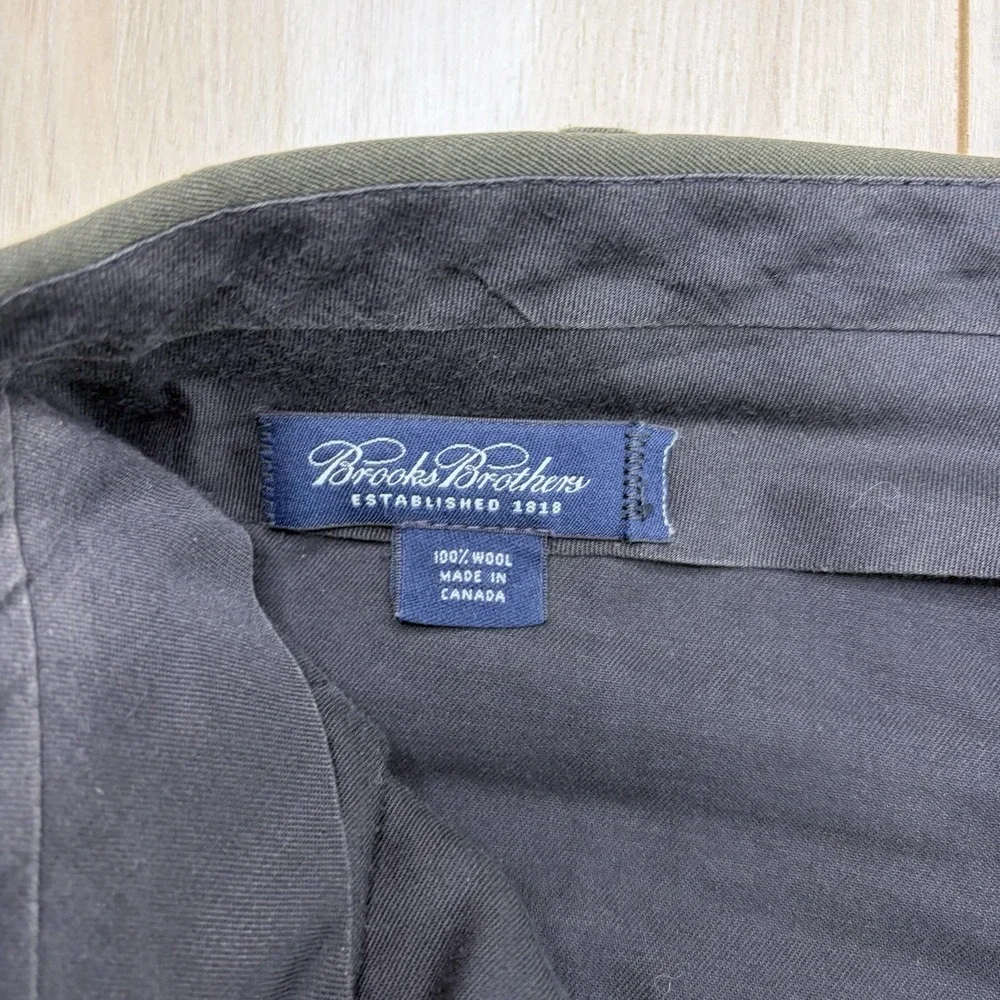 Brooks Brothers Wool Double Pleated Dress Pants Mens 36x28 Dark Green